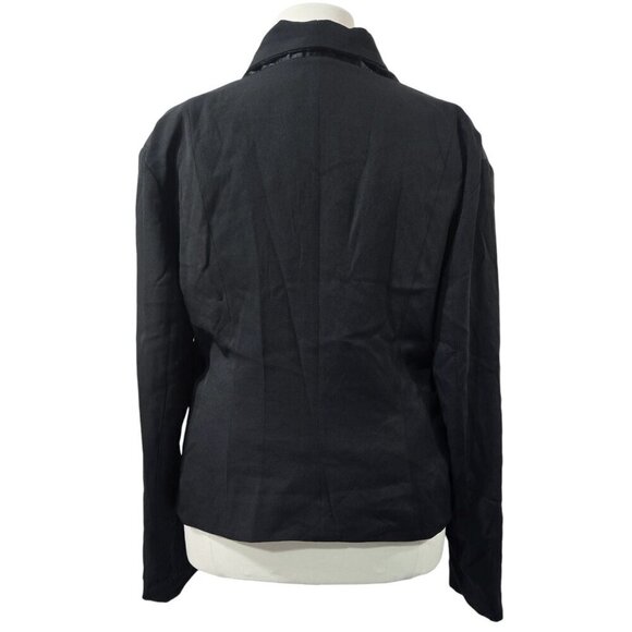 Pretty Little Thing NWT Avani Black Suit Jacket Satin Trim Evening Party - Picture 2 of 9
